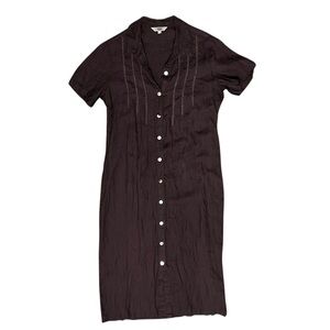 Olive Purple Button-Up Linen Maxi Dress Size L